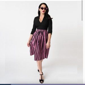 Magnolia Park Stripe Retro Pin up Midi Skirt
